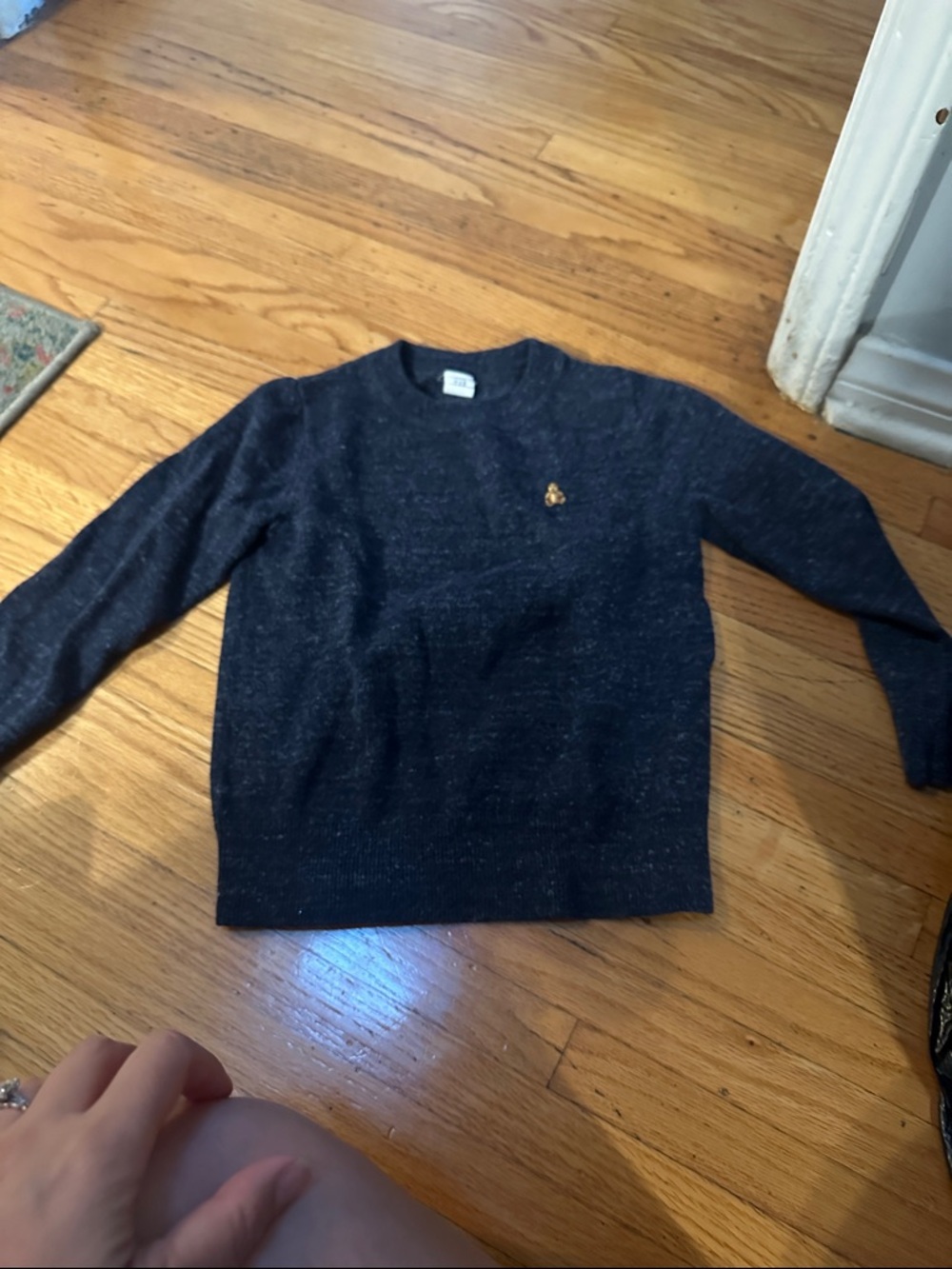 GAP Navy Crewneck Sweater with Small Embroidered Crest